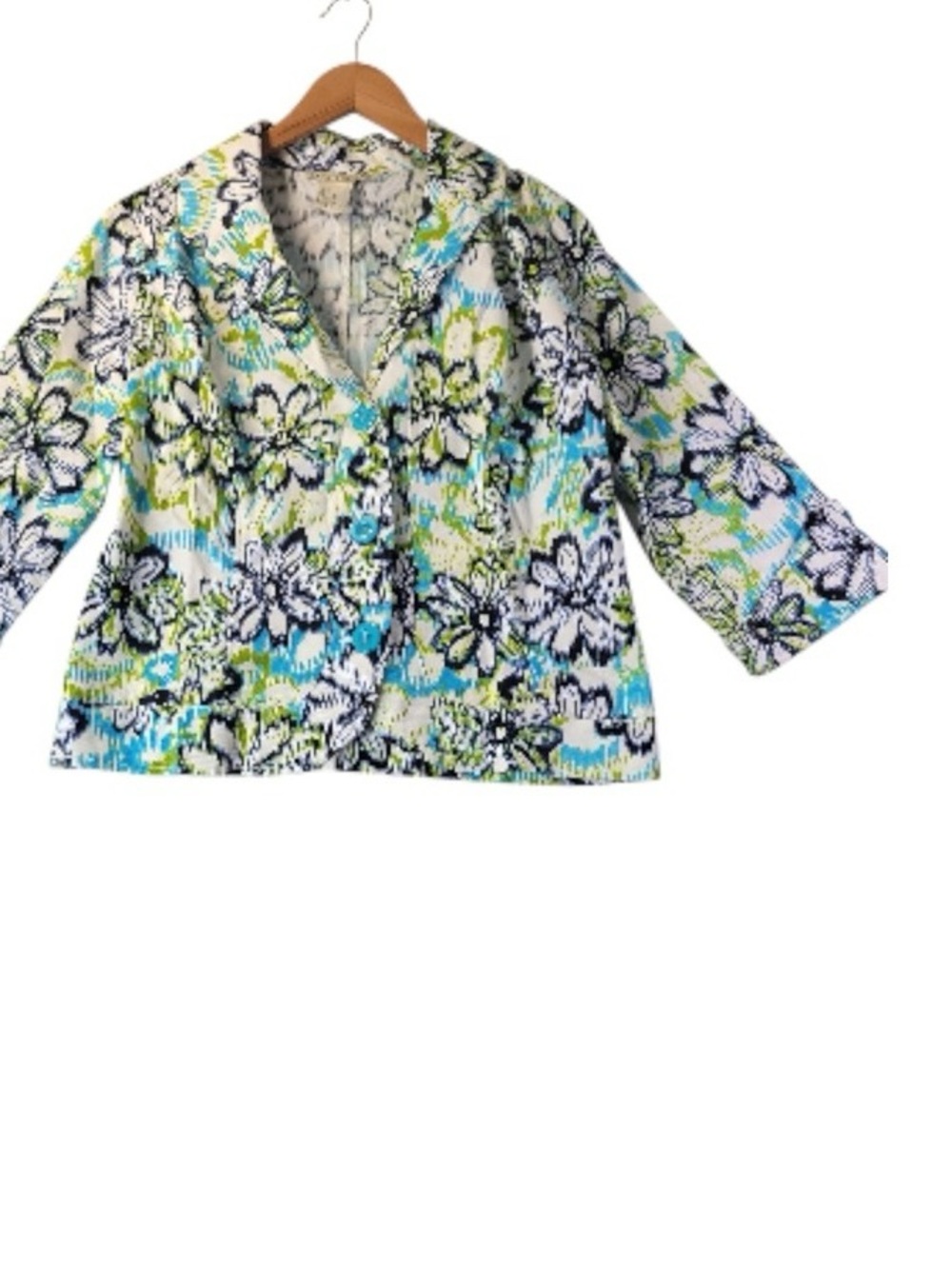 Kids Floral-Print Jacket in Blue & Green